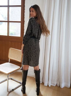 Chemisiers & Blouses-EASY-CLOTHES Chemise Merida - noire à motifs vertsEasy Clothes Noire à motifs verts