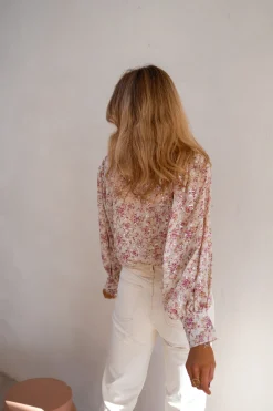 Chemisiers & Blouses-EASY-CLOTHES Chemise Nara - Beige & Rose - FluideEasy Clothes Beige et rose