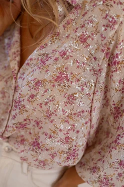 Chemisiers & Blouses-EASY-CLOTHES Chemise Nara - Beige & Rose - FluideEasy Clothes Beige et rose
