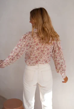 Chemisiers & Blouses-EASY-CLOTHES Chemise Nara - Beige & Rose - FluideEasy Clothes Beige et rose