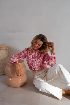 Chemisiers & Blouses-EASY-CLOTHES Chemise Othan - Rouge & Rose - FluideEasy Clothes Rouge et rose       