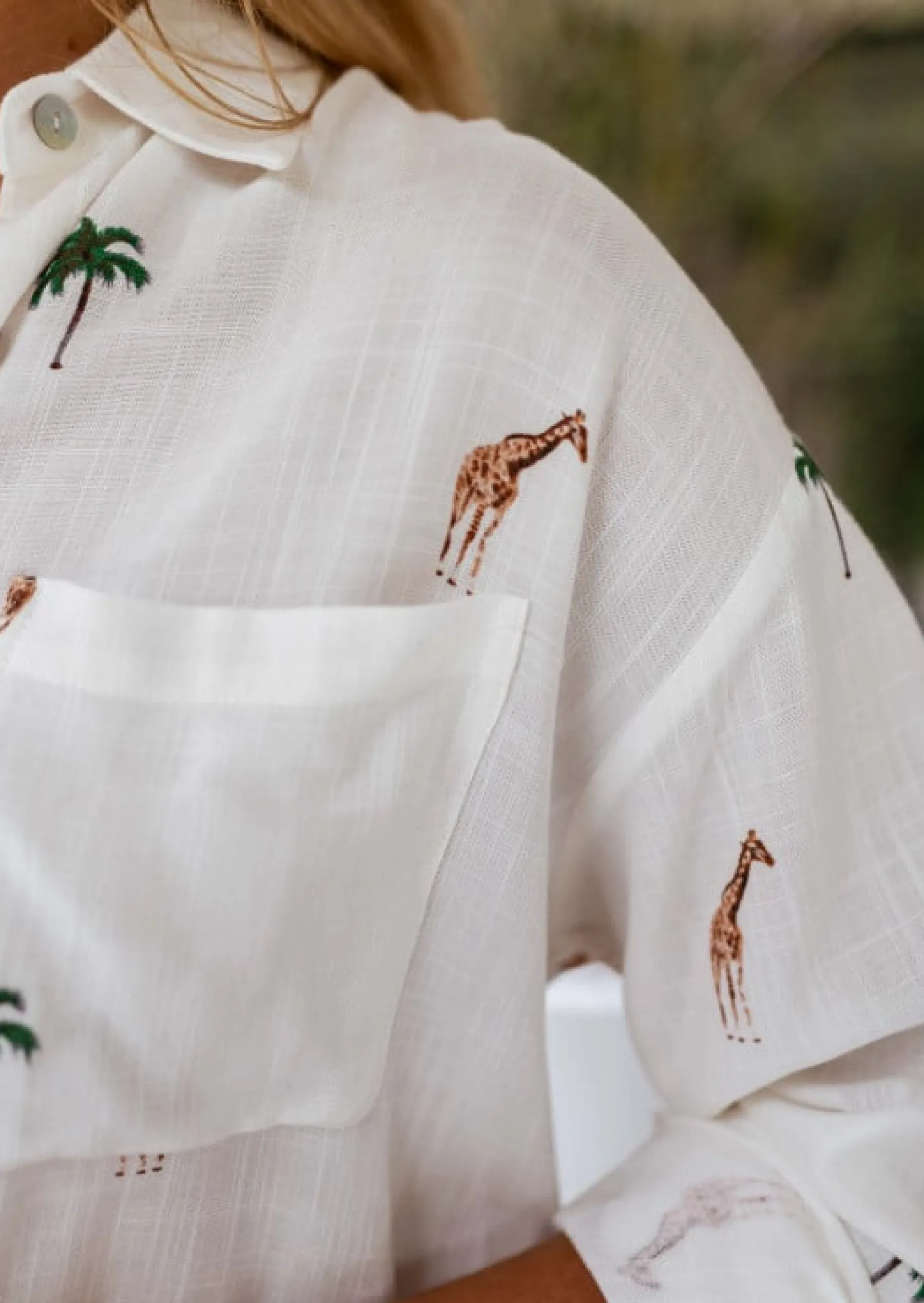 Chemisiers & Blouses-EASY-CLOTHES Chemise Palmy écrue | Chemise à motifs brodés | Prêt-à-porter en ligne | Easy Clothes Écrue