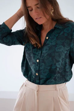 Chemisiers & Blouses-EASY-CLOTHES Chemise Paula - verte et bleueEasy Clothes Verte et bleue       