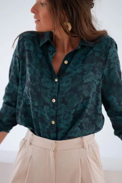 Chemisiers & Blouses-EASY-CLOTHES Chemise Paula - verte et bleueEasy Clothes Verte et bleue