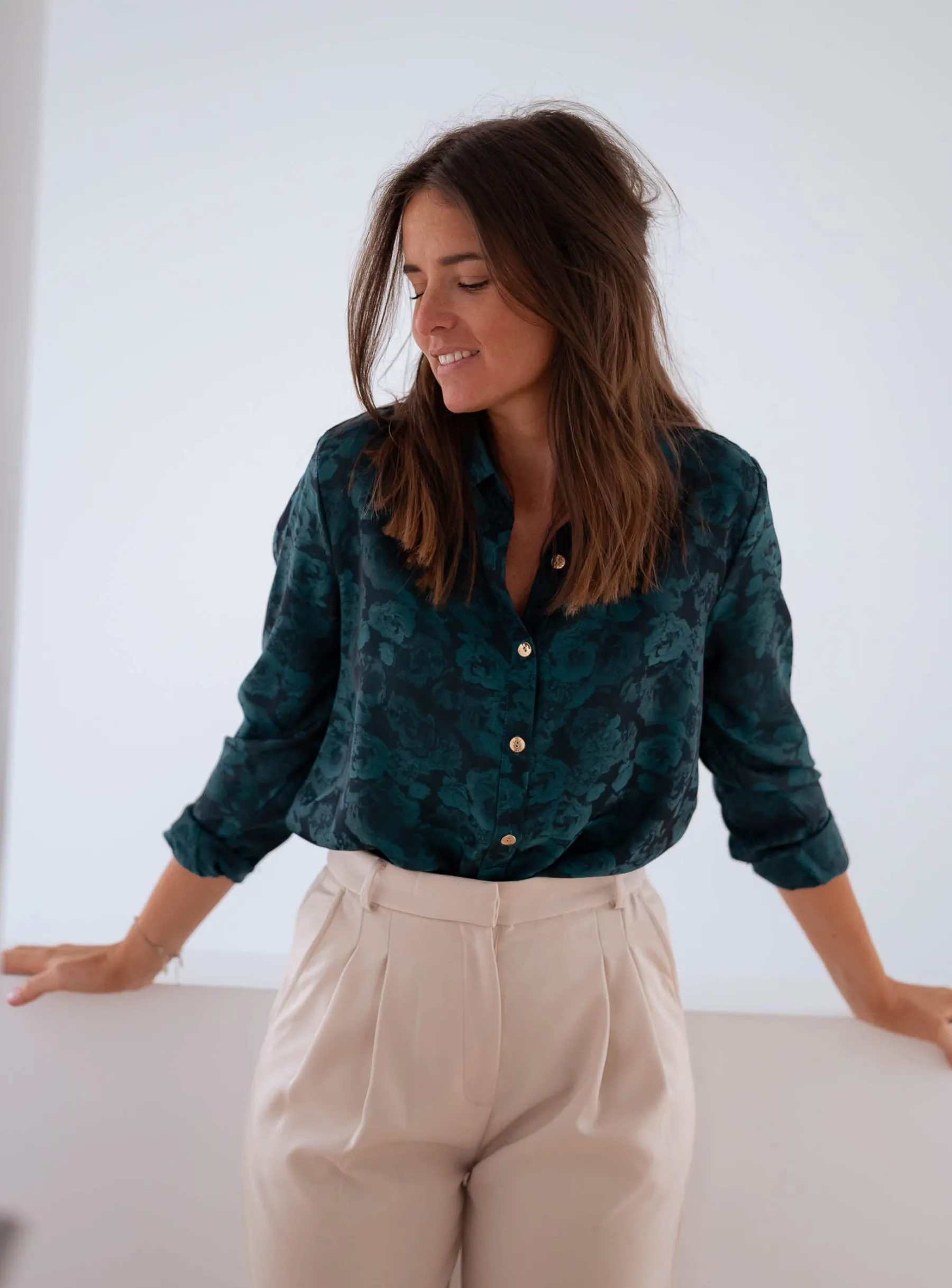 Chemisiers & Blouses-EASY-CLOTHES Chemise Paula - verte et bleueEasy Clothes Verte et bleue