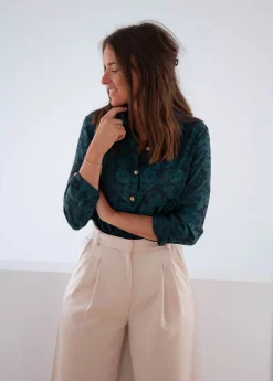Chemisiers & Blouses-EASY-CLOTHES Chemise Paula - verte et bleueEasy Clothes Verte et bleue