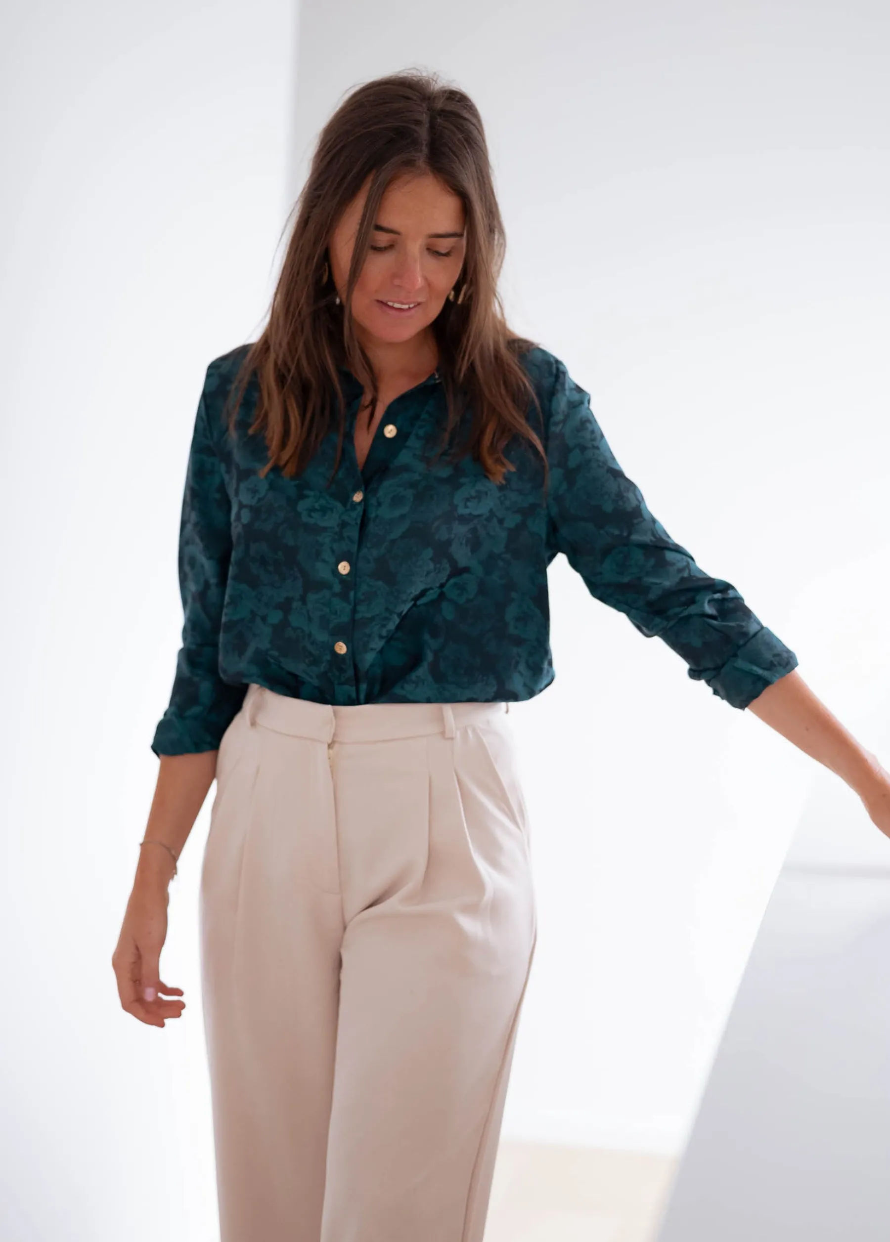 Chemisiers & Blouses-EASY-CLOTHES Chemise Paula - verte et bleueEasy Clothes Verte et bleue