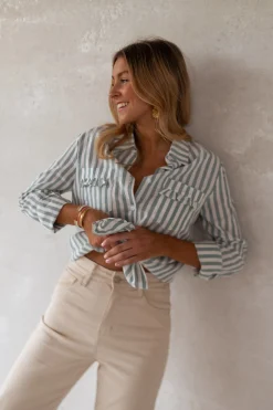Chemisiers & Blouses-EASY-CLOTHES Chemise Praia - écrue à lignes vertesEasy Clothes Écrue à lignes vertes       