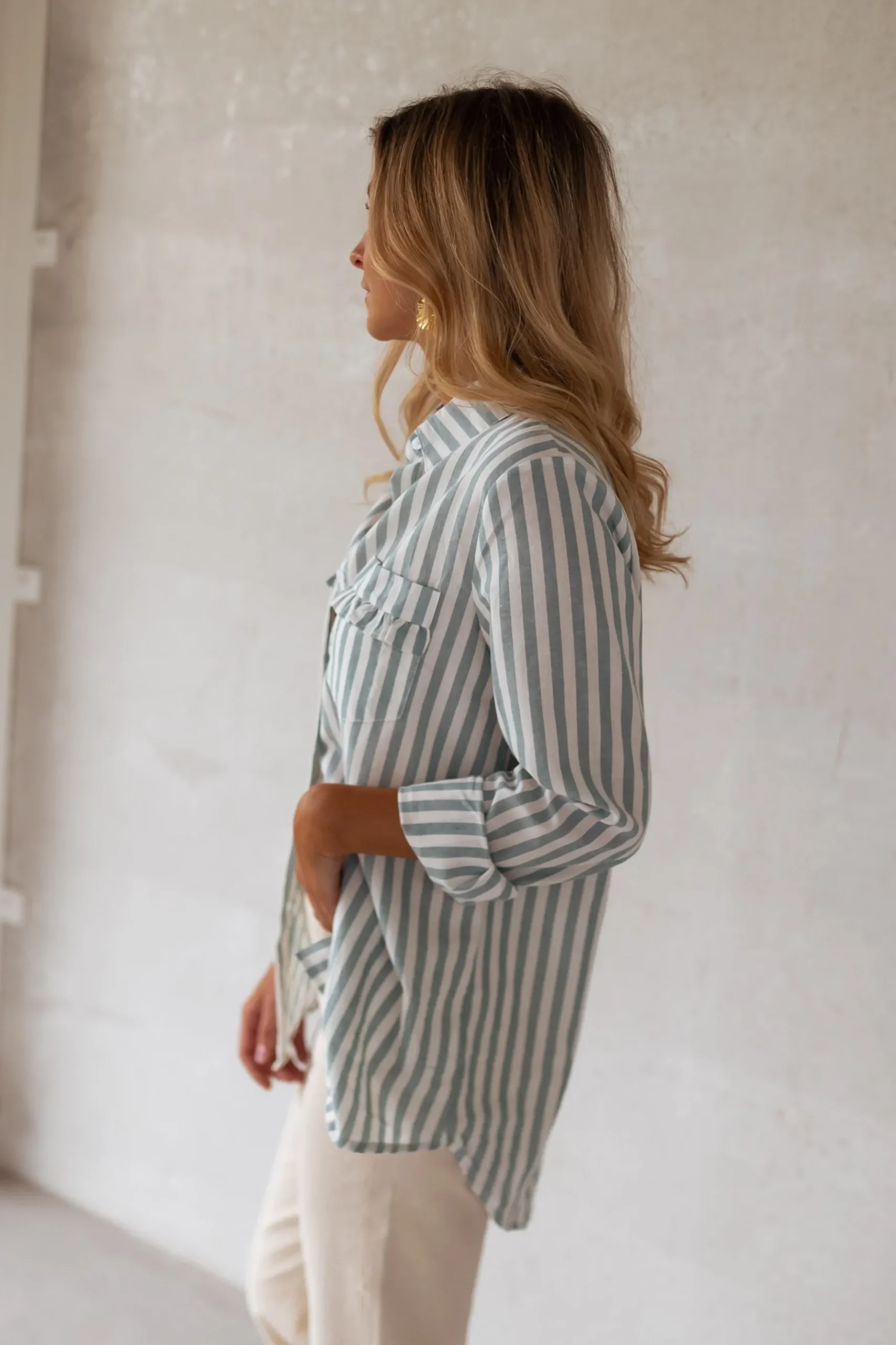 Chemisiers & Blouses-EASY-CLOTHES Chemise Praia - écrue à lignes vertesEasy Clothes Écrue à lignes vertes
