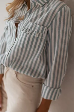 Chemisiers & Blouses-EASY-CLOTHES Chemise Praia - écrue à lignes vertesEasy Clothes Écrue à lignes vertes