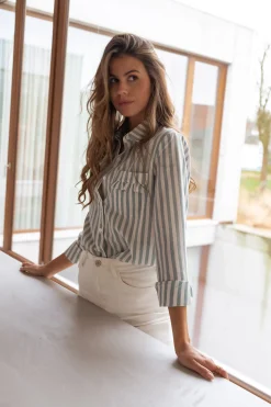 Chemisiers & Blouses-EASY-CLOTHES Chemise Praia - écrue à lignes vertesEasy Clothes Écrue à lignes vertes