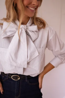 Chemisiers & Blouses-EASY-CLOTHES Chemise Romain - À lignes avec noeudEasy Clothes À lignes avec noeud       