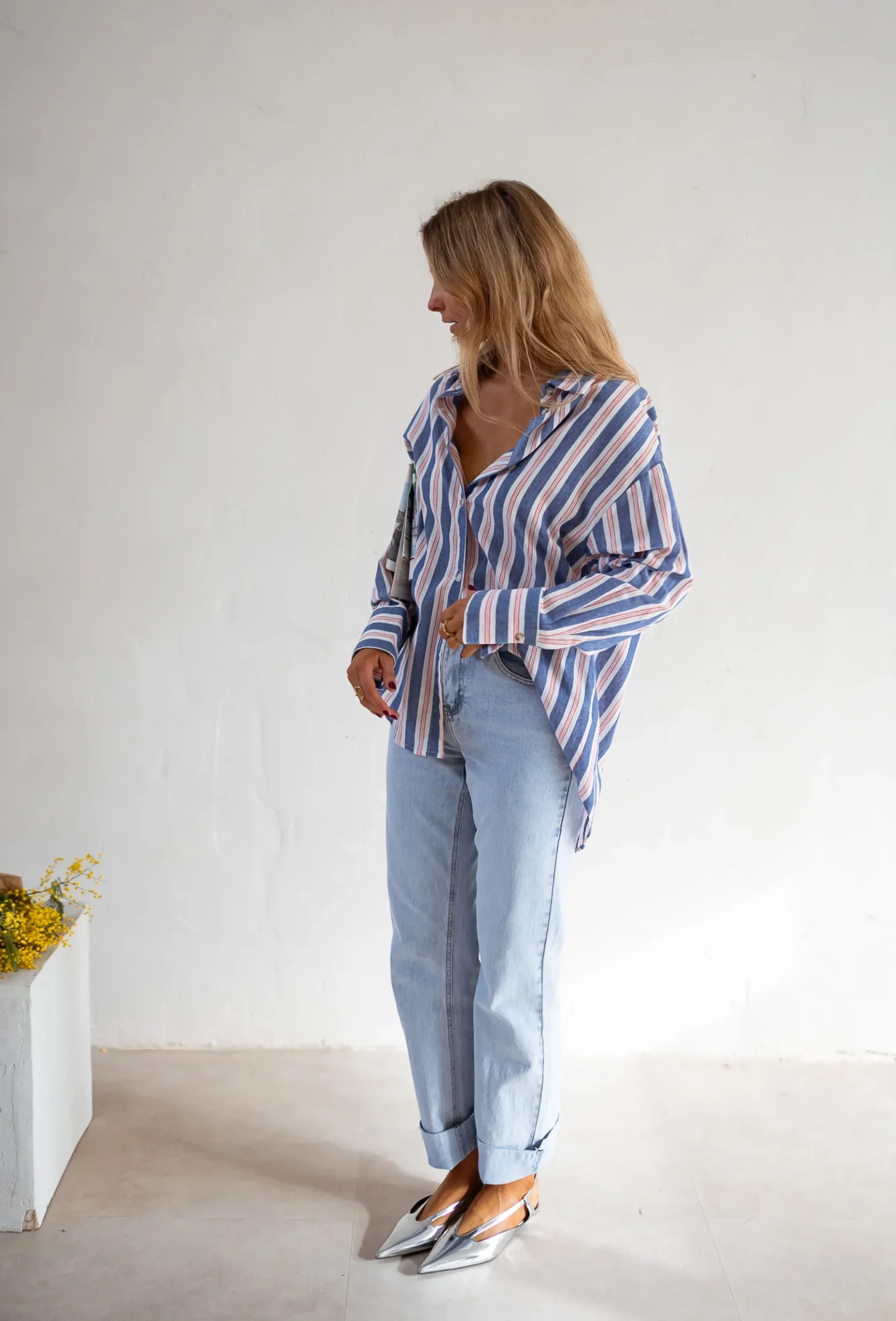 Chemisiers & Blouses-EASY-CLOTHES Chemise Sally - Lignes Bleues - Loose & FluideEasy Clothes À lignes bleues