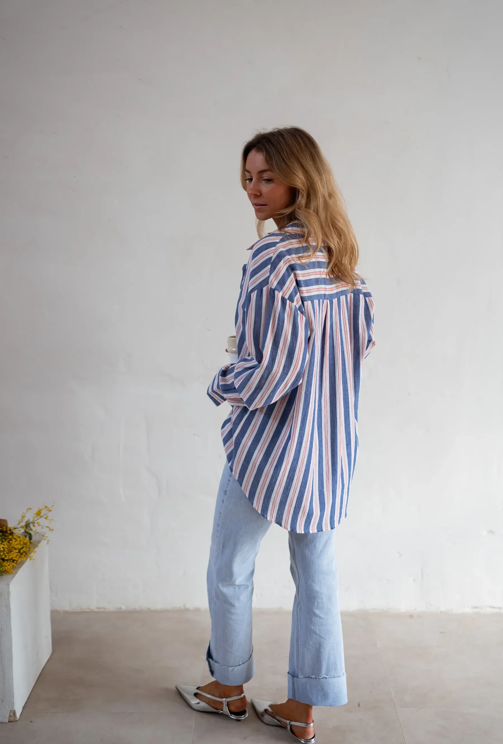 Chemisiers & Blouses-EASY-CLOTHES Chemise Sally - Lignes Bleues - Loose & FluideEasy Clothes À lignes bleues