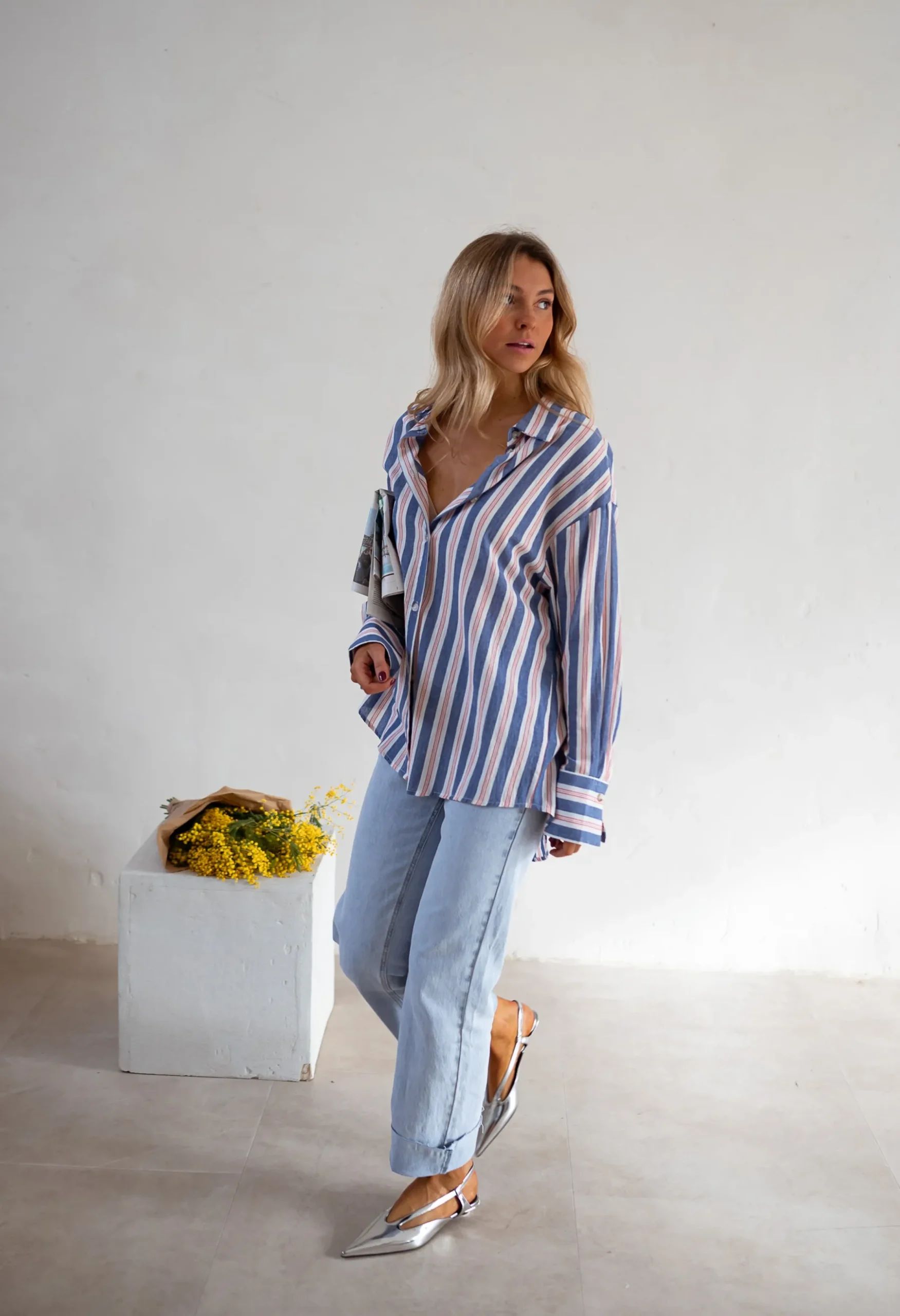 Chemisiers & Blouses-EASY-CLOTHES Chemise Sally - Lignes Bleues - Loose & FluideEasy Clothes À lignes bleues