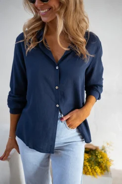 Chemisiers & Blouses-EASY-CLOTHES Chemise Sinou - Bleue - FluideEasy Clothes Bleue