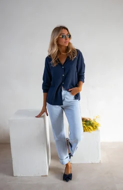 Chemisiers & Blouses-EASY-CLOTHES Chemise Sinou - Bleue - FluideEasy Clothes Bleue       
