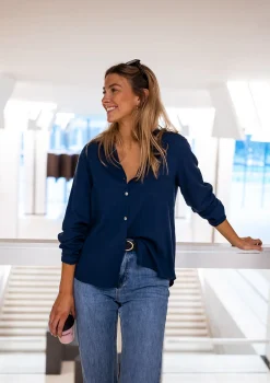 Chemisiers & Blouses-EASY-CLOTHES Chemise Sinou - Bleue - FluideEasy Clothes Bleue       
