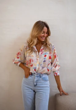 Chemisiers & Blouses-EASY-CLOTHES Chemise Soélie - Colorée - Motifs GéométriquesEasy Clothes À motifs       