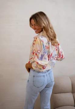 Chemisiers & Blouses-EASY-CLOTHES Chemise Soélie - Colorée - Motifs GéométriquesEasy Clothes À motifs       