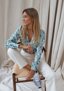 Chemisiers & Blouses-EASY-CLOTHES Chemise Suzy - verte à motifsEasy Clothes Verte à motifs