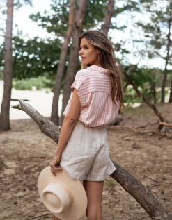 Chemisiers & Blouses-EASY-CLOTHES Chemise Tessy à lignes - roseEasy Clothes Rose       