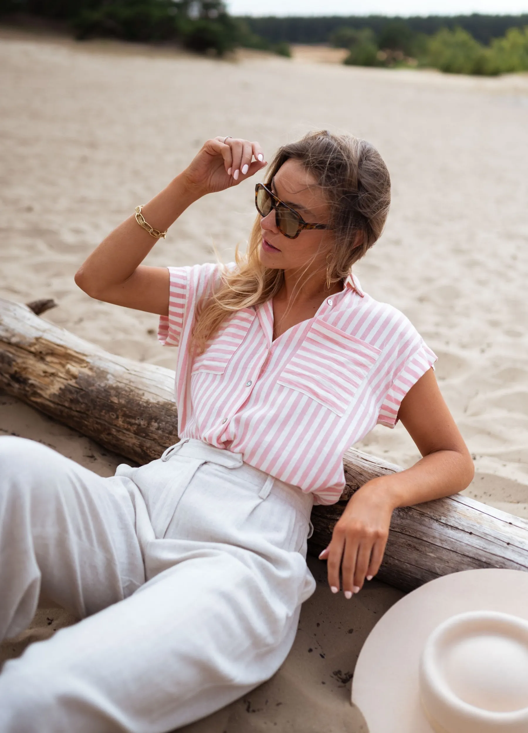 Chemisiers & Blouses-EASY-CLOTHES Chemise Tessy à lignes - roseEasy Clothes Rose