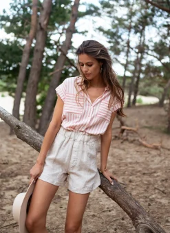 Chemisiers & Blouses-EASY-CLOTHES Chemise Tessy à lignes - roseEasy Clothes Rose