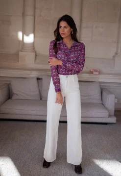 Chemisiers & Blouses-EASY-CLOTHES Chemise Timothy - mauve à motifsEasy Clothes Mauve à motifs