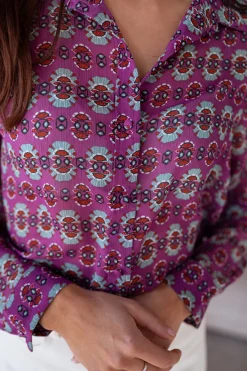 Chemisiers & Blouses-EASY-CLOTHES Chemise Timothy - mauve à motifsEasy Clothes Mauve à motifs