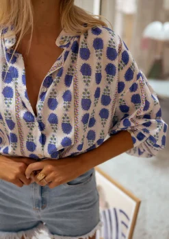 Chemisiers & Blouses-EASY-CLOTHES Chemisier Blanc - Marley - Avec Motifs - Doux & FluideEasy Clothes