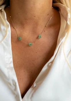 Colliers-EASY-CLOTHES Collier Flowi vert et doré | Collier fleurs | Prêt-à-porter en ligne | Easy Clothes Vert et doré