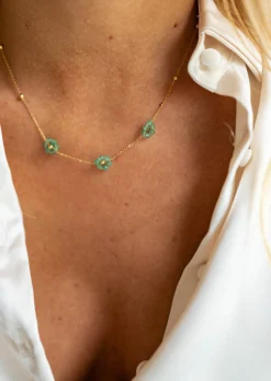 Colliers-EASY-CLOTHES Collier Flowi vert et doré | Collier fleurs | Prêt-à-porter en ligne | Easy Clothes Vert et doré       
