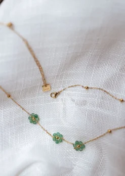 Colliers-EASY-CLOTHES Collier Flowi vert et doré | Collier fleurs | Prêt-à-porter en ligne | Easy Clothes Vert et doré       