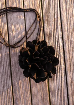 Colliers-EASY-CLOTHES Collier Jovana - Fleur Noire - Corde NoireEasy Clothes Noir       