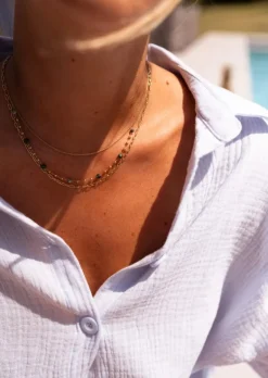 Colliers-EASY-CLOTHES Collier Laza doré et vert | Collier multi-rangs | Prêt-à-porter en ligne | Easy Clothes Doré et vert