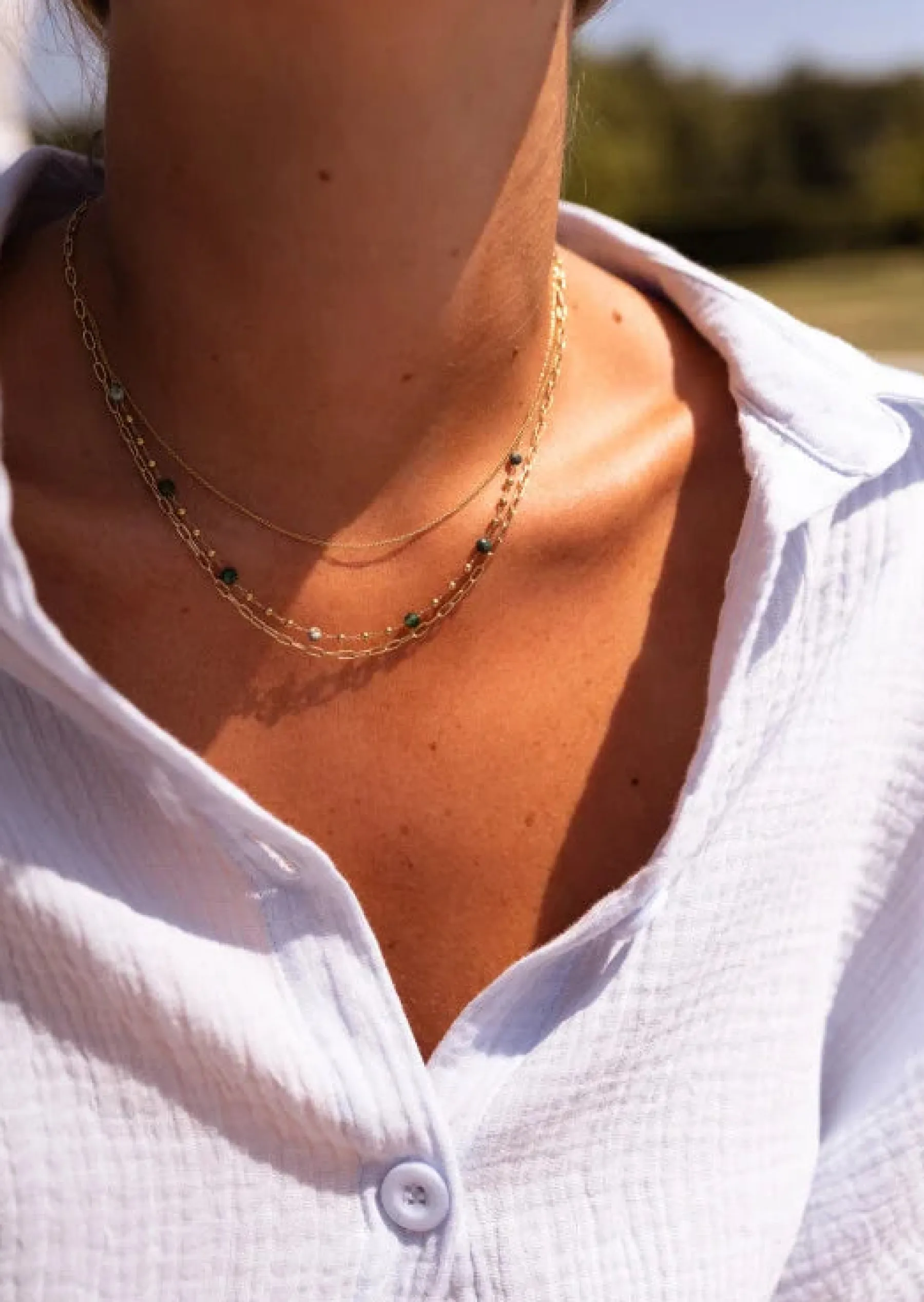 Colliers-EASY-CLOTHES Collier Laza doré et vert | Collier multi-rangs | Prêt-à-porter en ligne | Easy Clothes Doré et vert