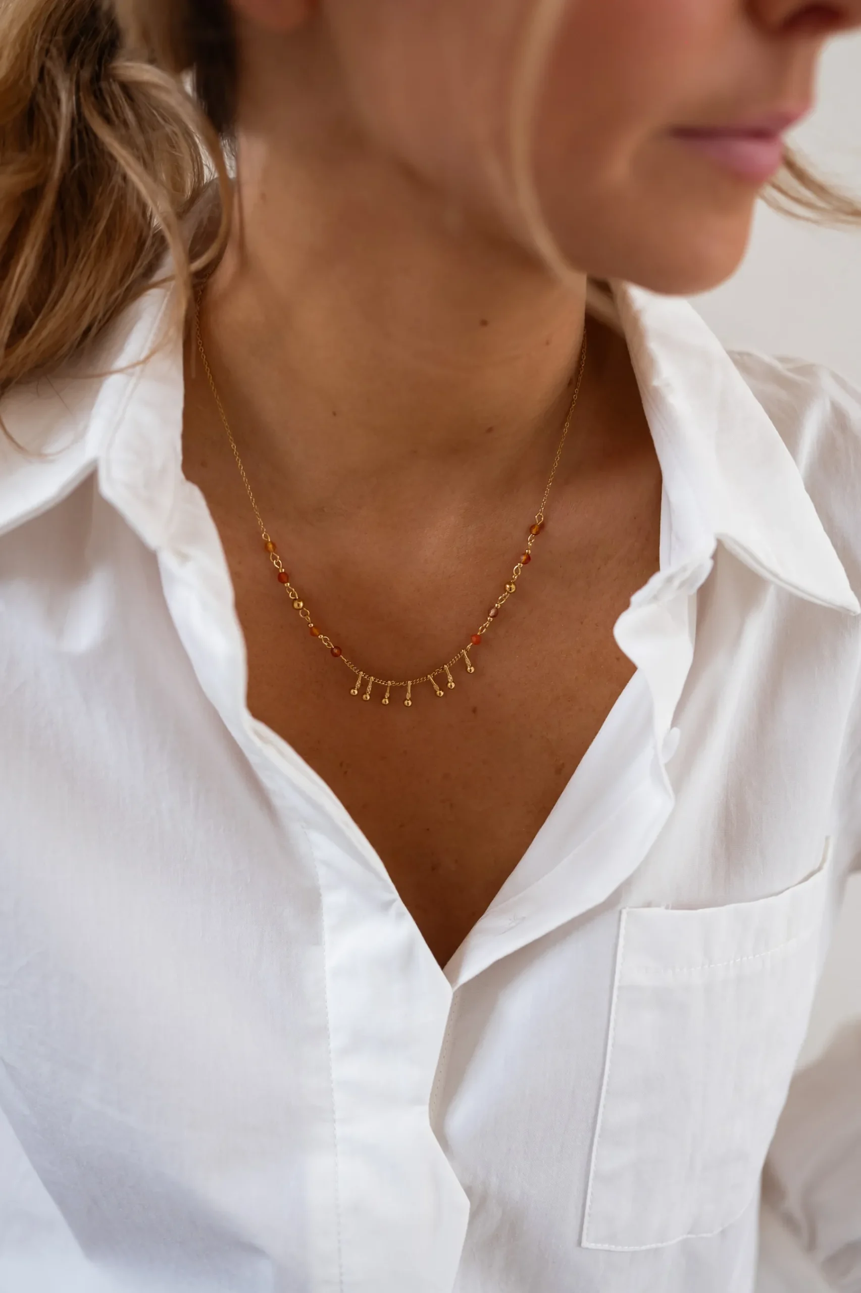 Colliers-EASY-CLOTHES Collier Leewan - doré et orangeEasy Clothes Doré et orange
