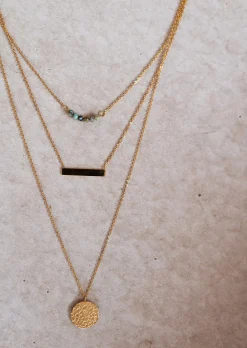 Colliers-EASY-CLOTHES Collier Leora doré | Collier triple rangs | Prêt-à-porter en ligne | Easy Clothes Doré