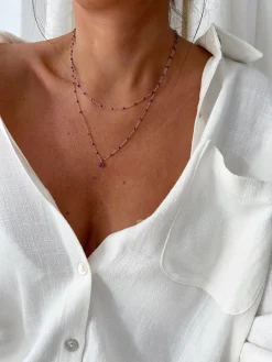 Colliers-EASY-CLOTHES Collier Luam - mauve et doréEasy Clothes Mauve et doré       