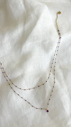 Colliers-EASY-CLOTHES Collier Luam - mauve et doréEasy Clothes Mauve et doré       
