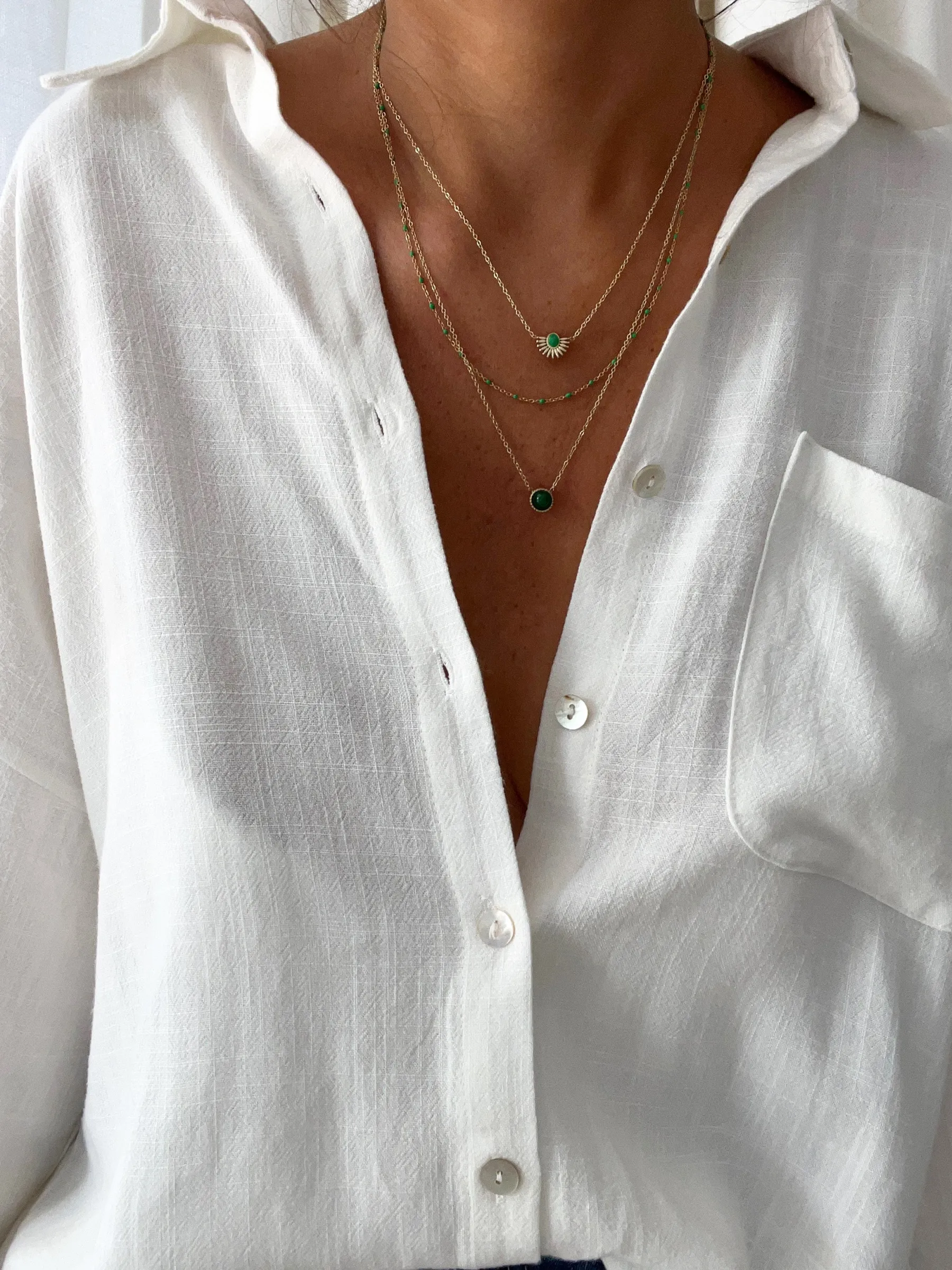 Colliers-EASY-CLOTHES Collier Nyla - vert et doréEasy Clothes Vert et doré