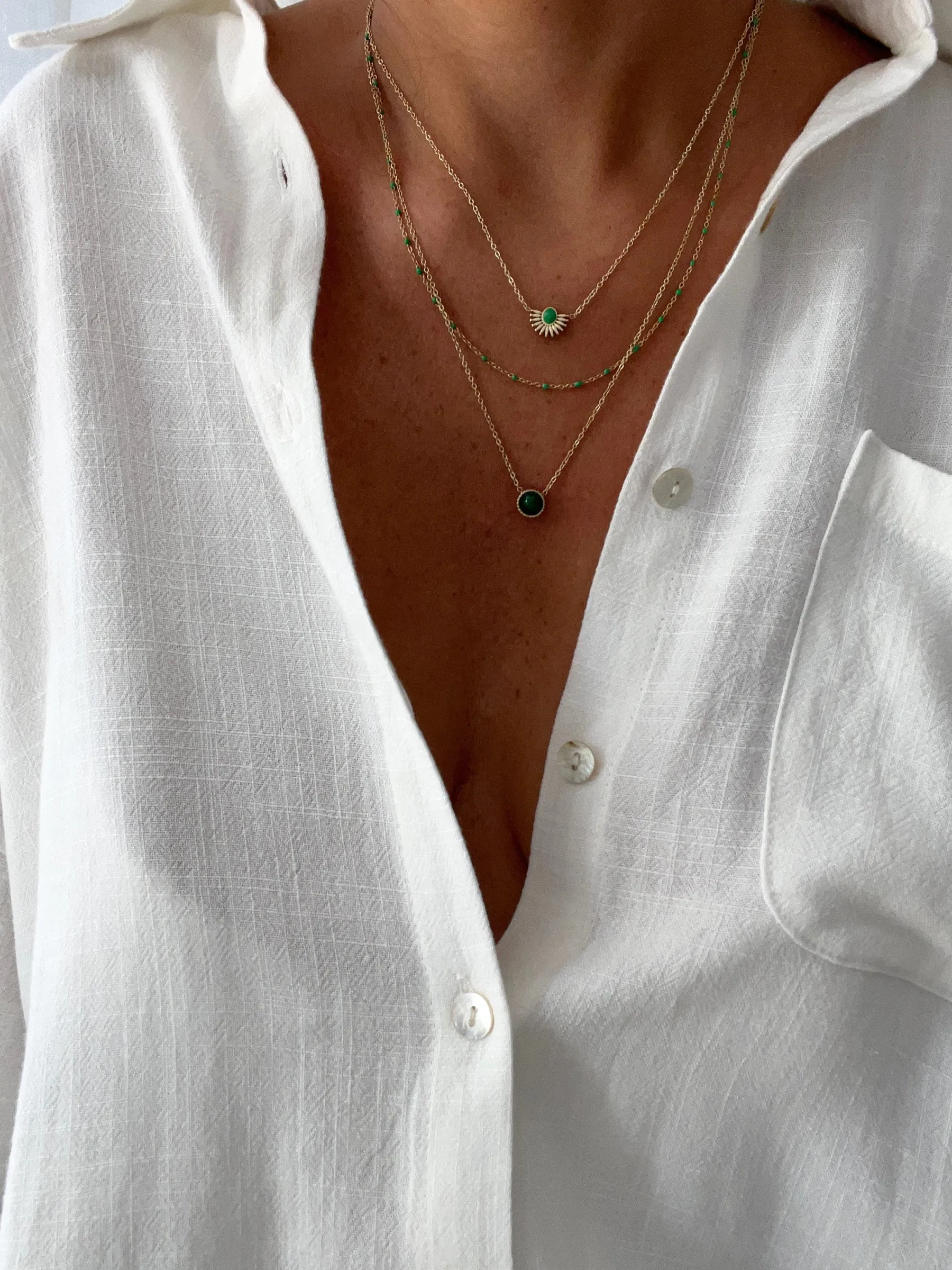 Colliers-EASY-CLOTHES Collier Nyla - vert et doréEasy Clothes Vert et doré