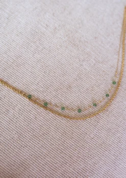 Colliers-EASY-CLOTHES Collier Pruda doré et vert | Collier double-rangs | Prêt-à-porter en ligne | Easy Clothes Doré et vert       