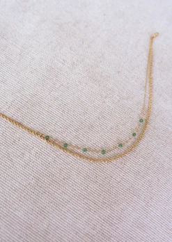 Colliers-EASY-CLOTHES Collier Pruda doré et vert | Collier double-rangs | Prêt-à-porter en ligne | Easy Clothes Doré et vert       