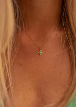 Colliers-EASY-CLOTHES Collier Tira - Doré - Perle Verte - Acier InoxydableEasy Clothes Doré       