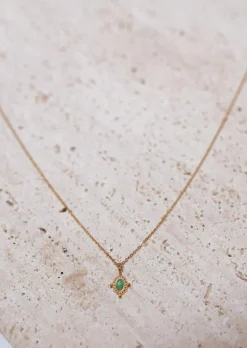 Colliers-EASY-CLOTHES Collier Tira - Doré - Perle Verte - Acier InoxydableEasy Clothes Doré