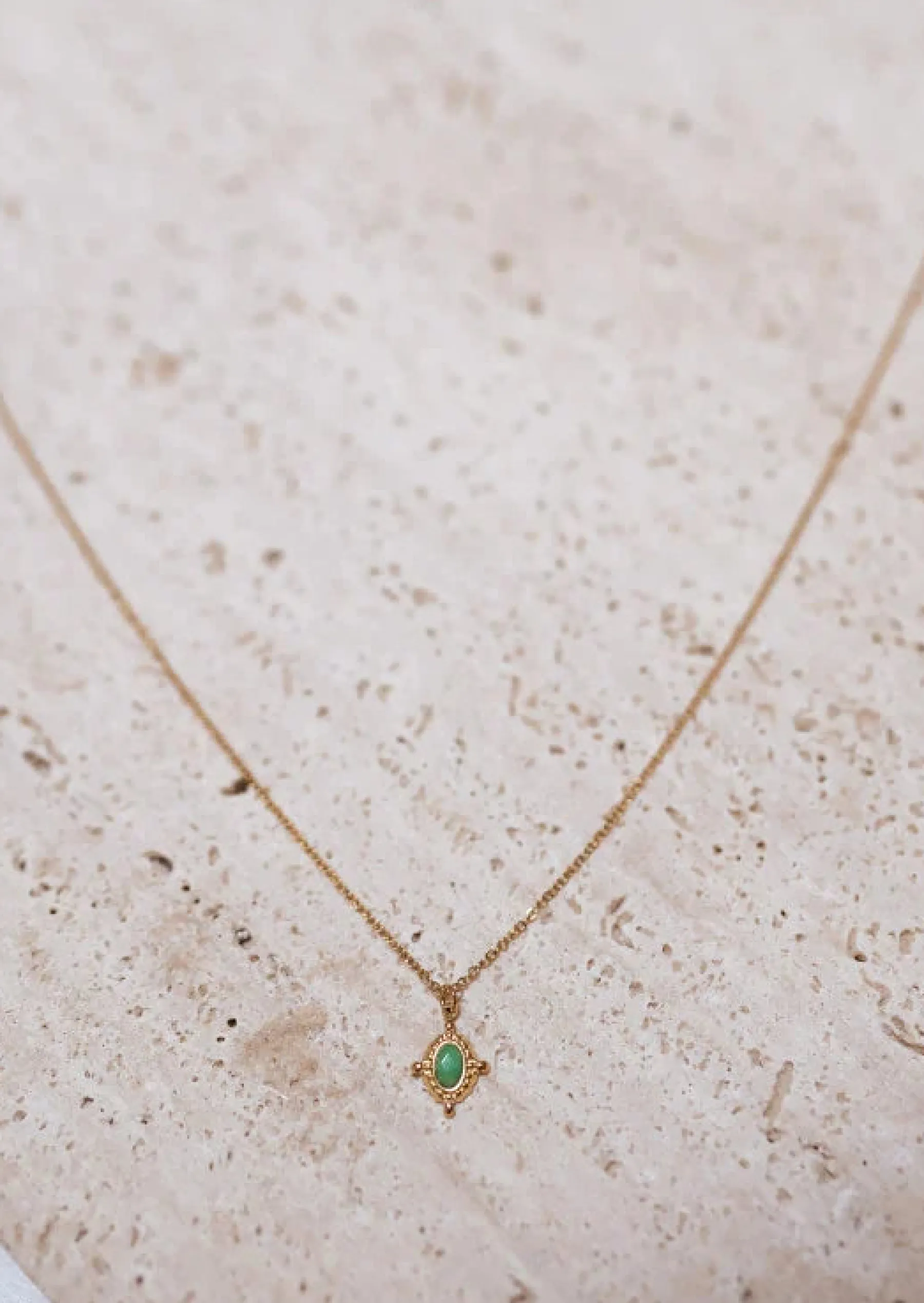 Colliers-EASY-CLOTHES Collier Tira - Doré - Perle Verte - Acier InoxydableEasy Clothes Doré