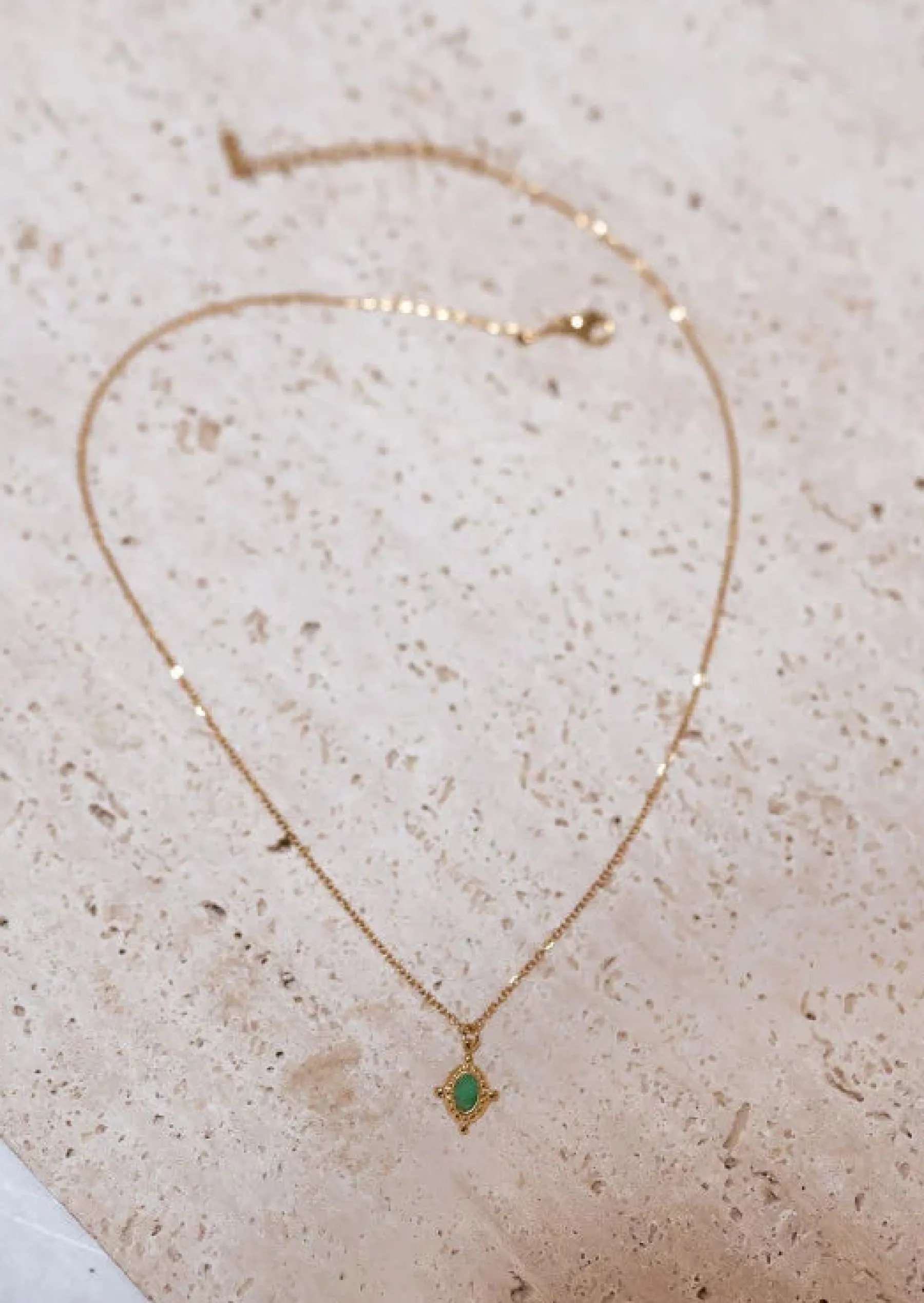 Colliers-EASY-CLOTHES Collier Tira - Doré - Perle Verte - Acier InoxydableEasy Clothes Doré