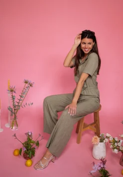 Combinaisons-EASY-CLOTHES Combinaison Deby | Kaki | Vêtements Femme | Easy Clothes Kaki